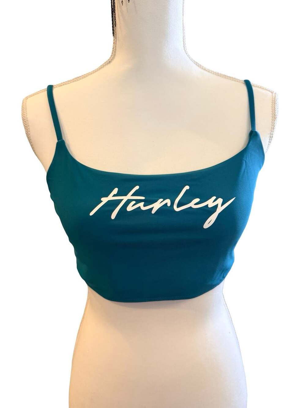 Hurley Teal Blue Crop Top Cami with Adjustable Straps Size L